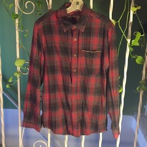 Men's Medium Boston Traders Red/Grey/Black Flannel